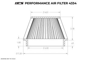 HPS Round Tapered Pre-Oiled Dual Layers Woven Cotton Air Filter 6" ID, 5.38" Element Length, 6" Overall Length HPS-4334