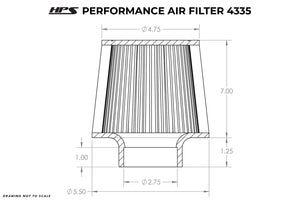 HPS Round Tapered Pre-Oiled Dual Layers Woven Cotton Air Filter 2.75" ID, 7" Element Length, 8.25" Overall Length HPS-4335