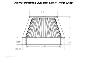 HPS Round Tapered Pre-Oiled Dual Layers Woven Cotton Air Filter 5" ID, 7" Element Length, 8" Overall Length HPS-4338