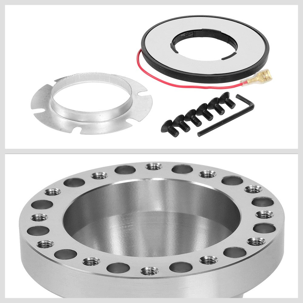 Silver 70/74mm 6-Bolt Aluminum Race Steering Wheel Hub Adapter For 92-97 F-150