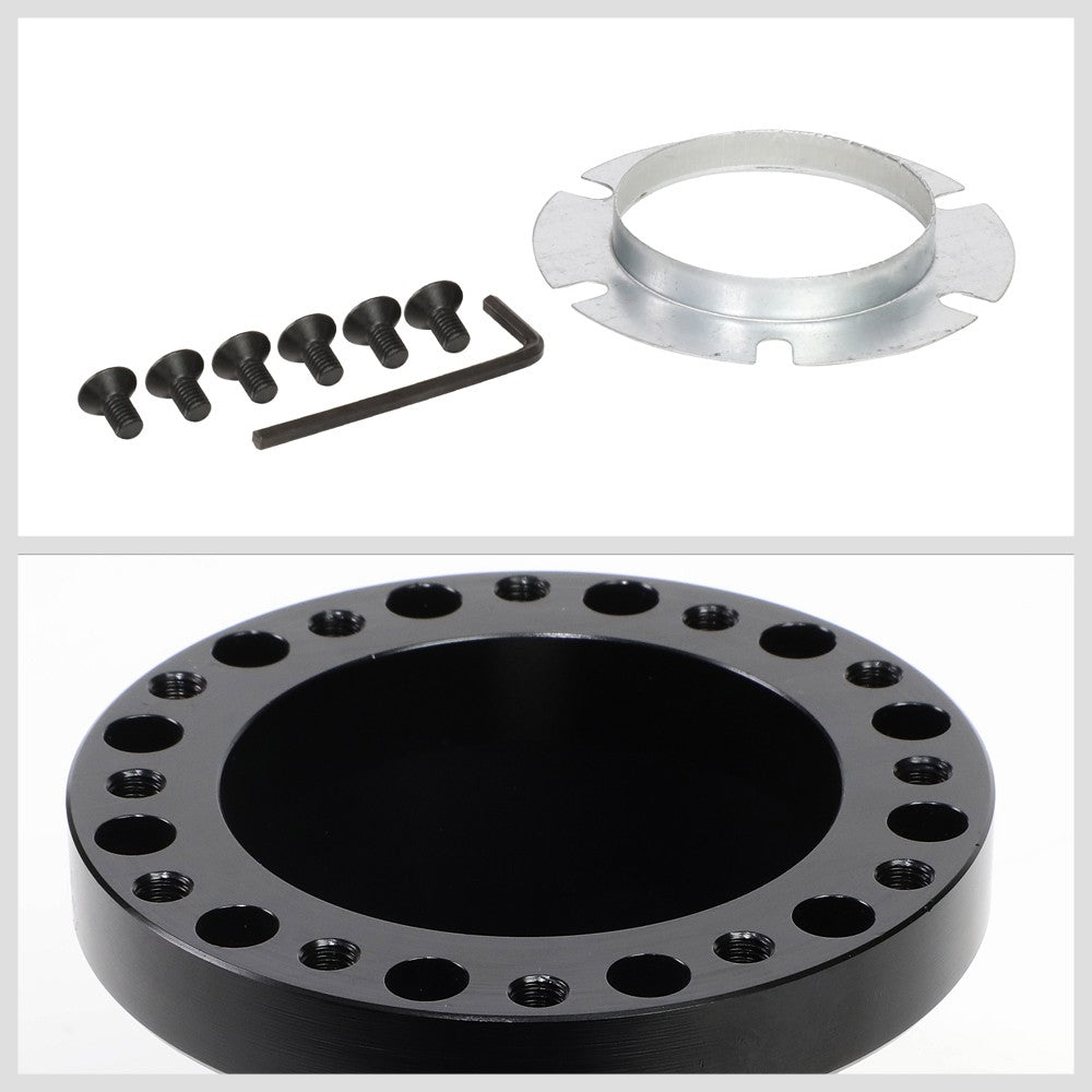 Black 70/74mm 6-Bolt Aluminum Race Steering Wheel Hub Adapter For 80-05 Camaro