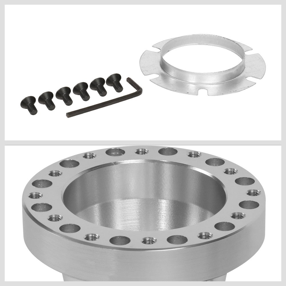 Silver 70/74mm 6-Bolt Aluminum Race Steering Wheel Hub Adapter For 80-05 Camaro