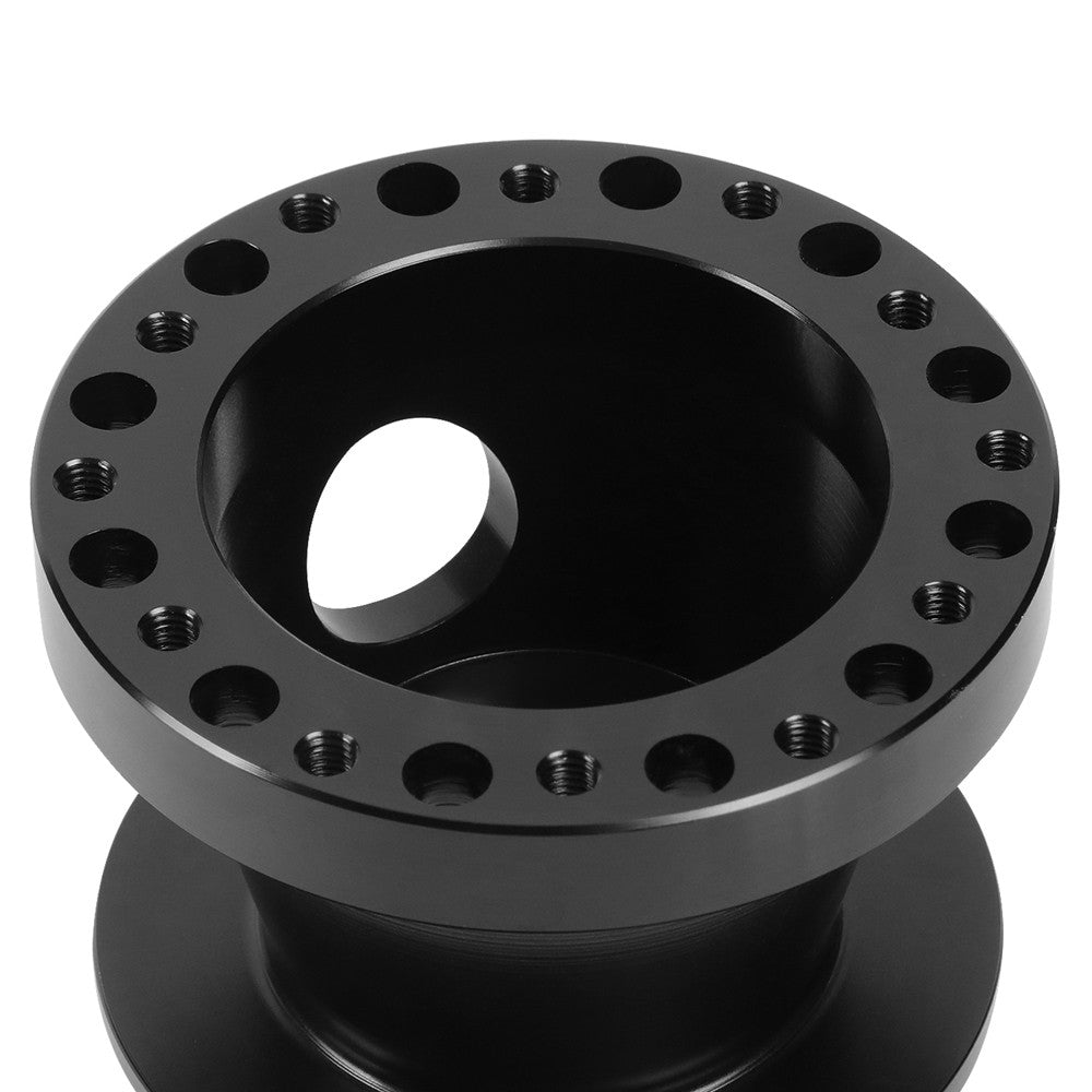 Black 70/74mm 6-Bolt Aluminum Race Steering Wheel Hub Adapter For 84-04 Mustang