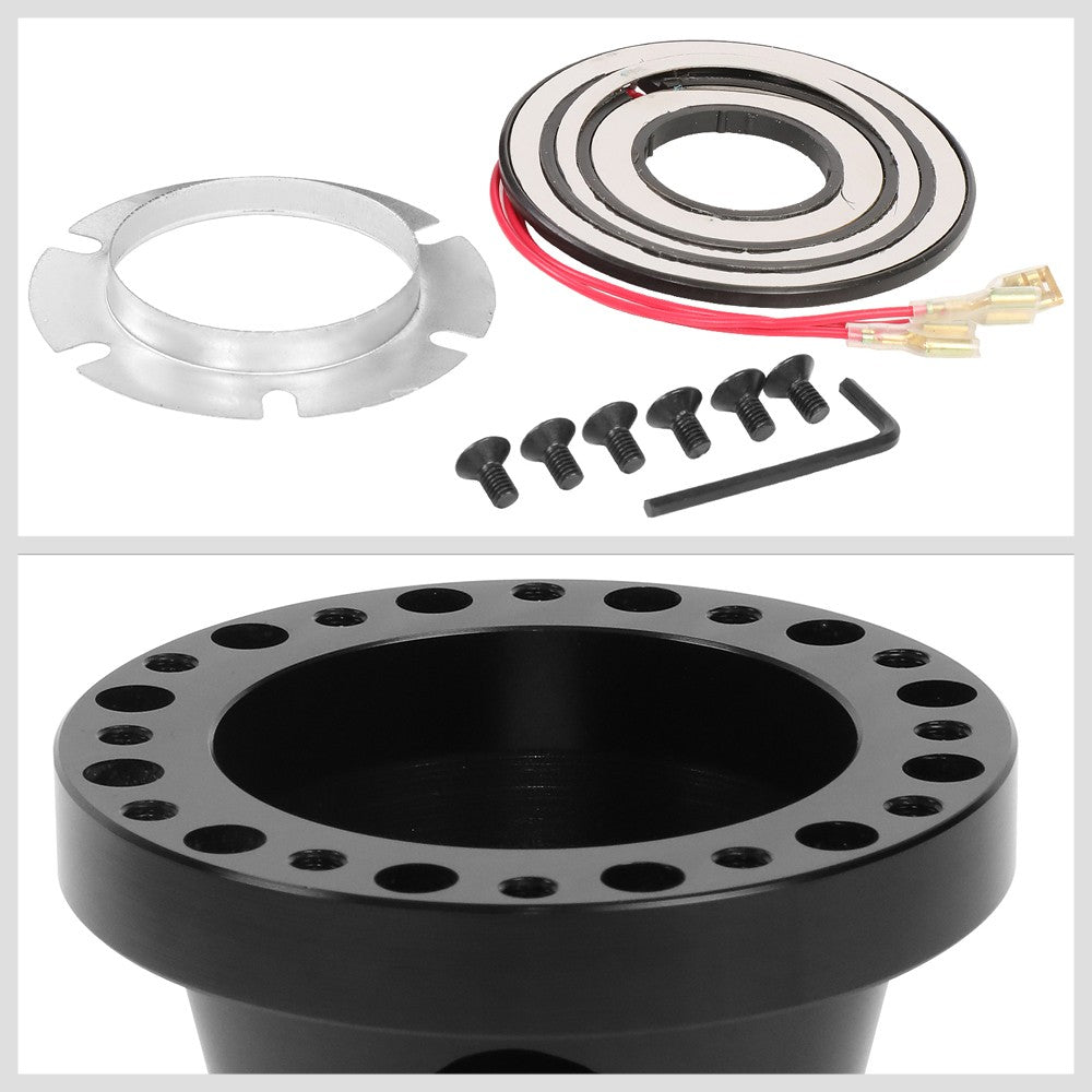 Black 70/74mm 6-Bolt Aluminum Race Steering Wheel Hub Adapter For 84-04 Mustang