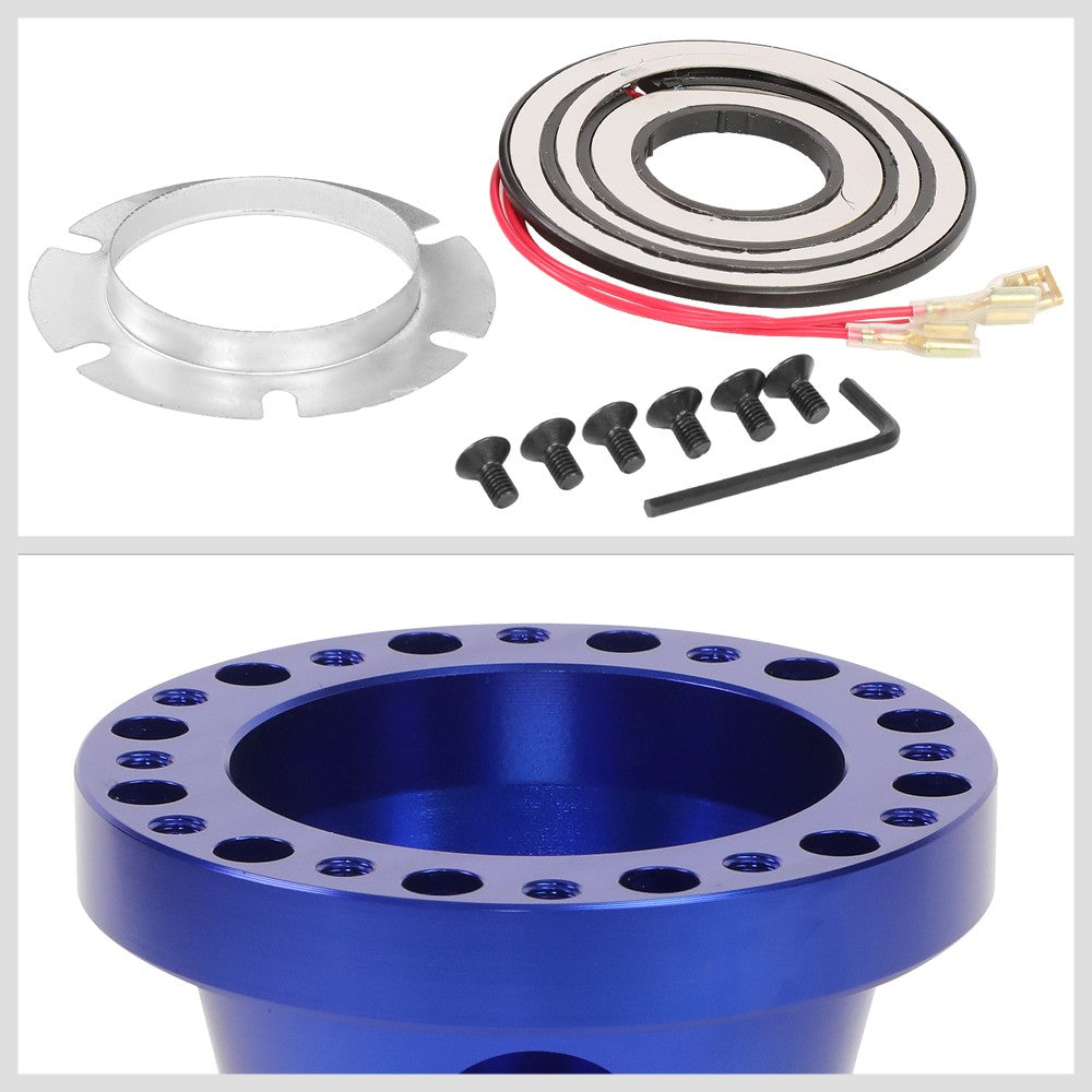 Blue 70/74mm 6-Bolt Aluminum Race Steering Wheel Hub Adapter For 84-04 Mustang