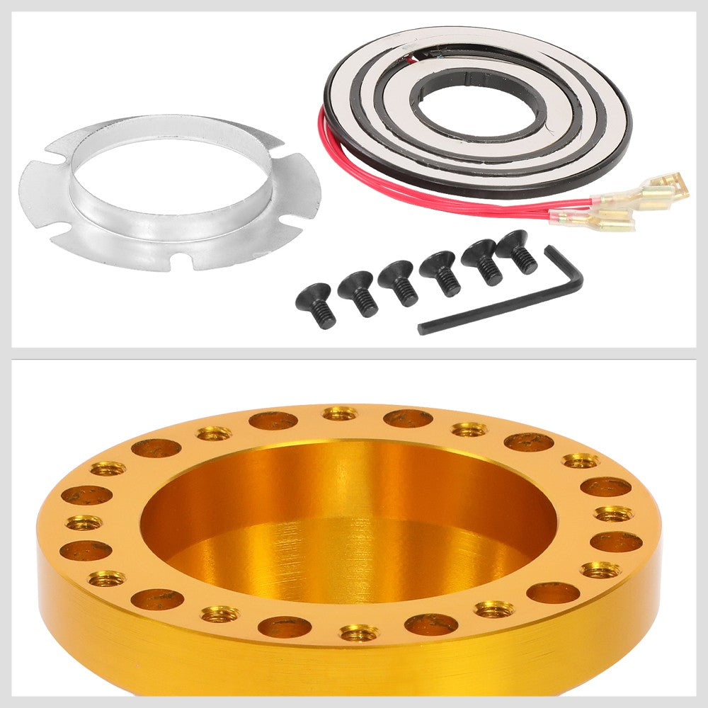 Gold 70/74mm 6-Bolt Aluminum Race Steering Wheel Hub Adapter For 84-04 Mustang