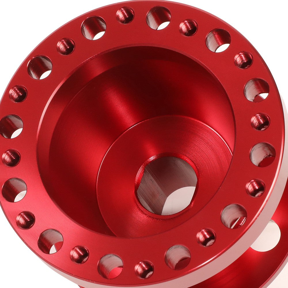 Red 70/74mm 6-Bolt Aluminum Race Steering Wheel Hub Adapter For 84-04 Mustang
