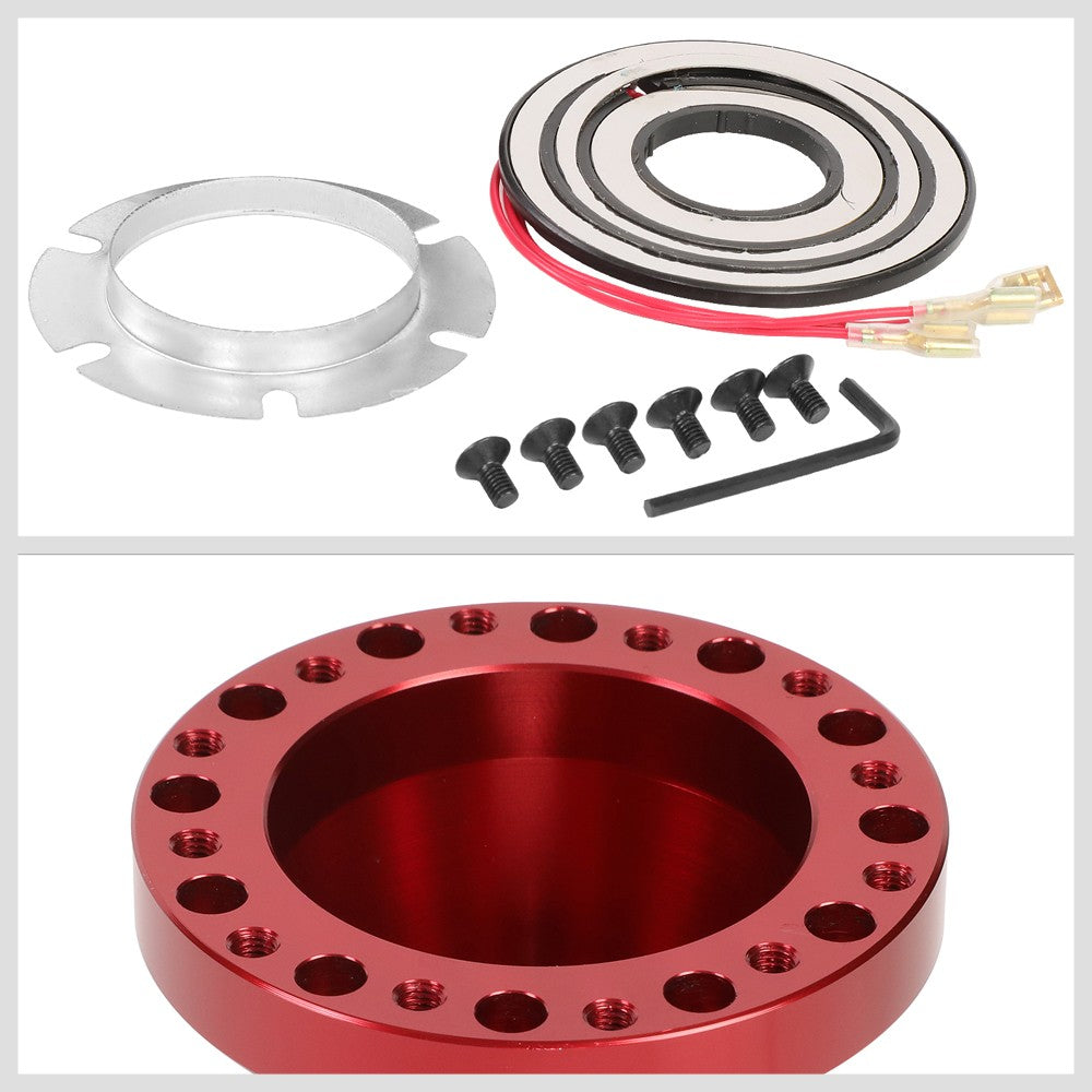 Red 70/74mm 6-Bolt Aluminum Race Steering Wheel Hub Adapter For 84-04 Mustang