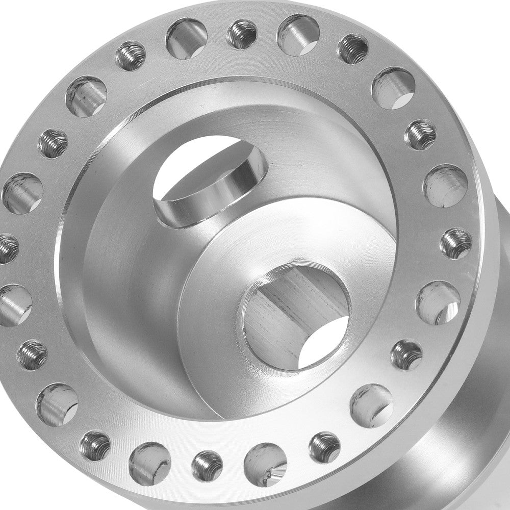 Silver 70/74mm 6-Bolt Aluminum Race Steering Wheel Hub Adapter For 84-04 Mustang