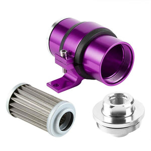 Universal Purple 30 Microns Aluminum Washable Inline Fuel/Oil Filter+Bracket Kit-Performance-BuildFastCar