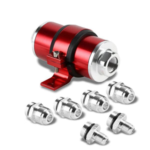 Universal Red 30 Microns Aluminum Reusable Inline Fuel/Oil Filter+Bracket Kit-Performance-BuildFastCar
