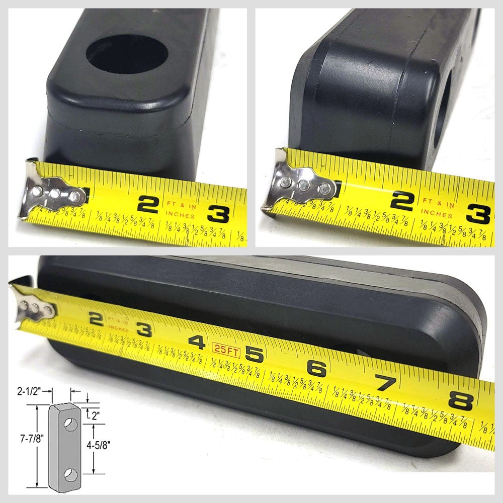 Rectangular 2 Hole 7-7/8" x 2-3/8" x 2" Molded Dock Bumper BFC-TTP-DBUMP-07