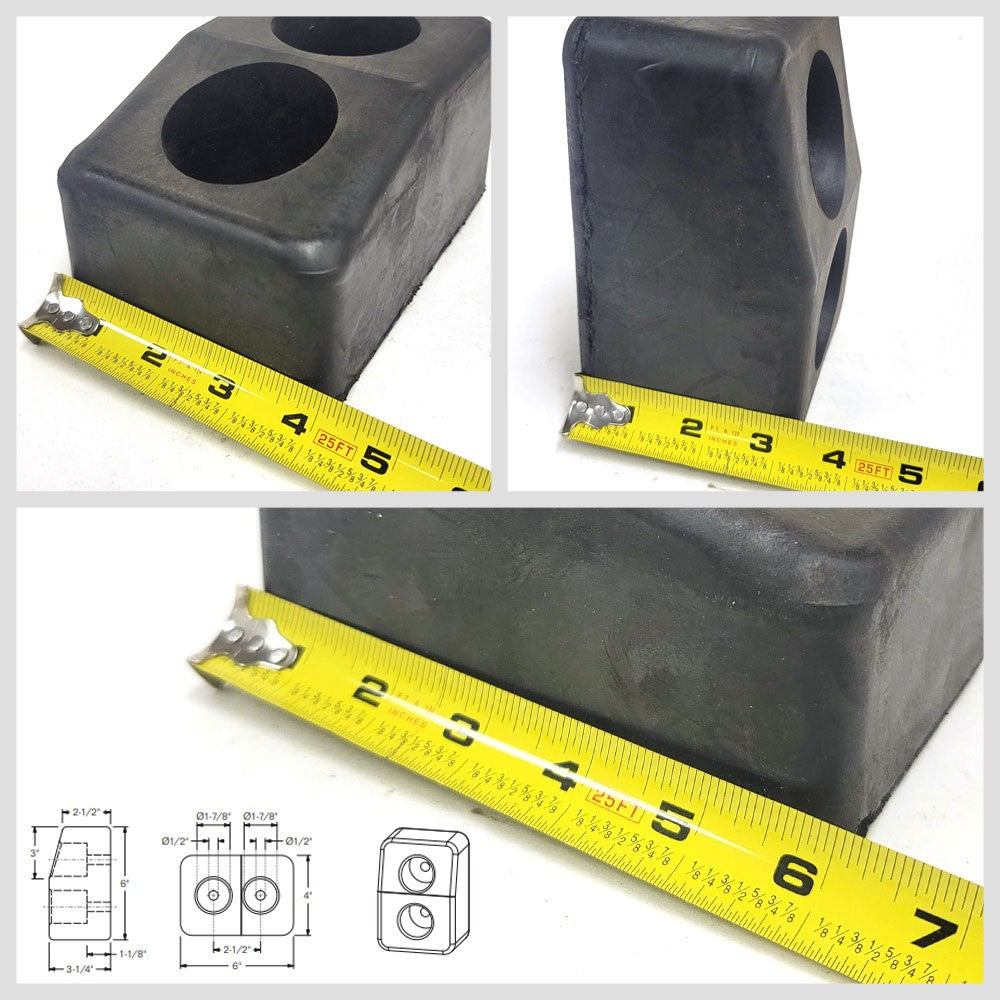 Rectangular 2 Hole 6" x 4" x 3-1/4" Molded Dock Bumper BFC-TTP-DBUMP-08