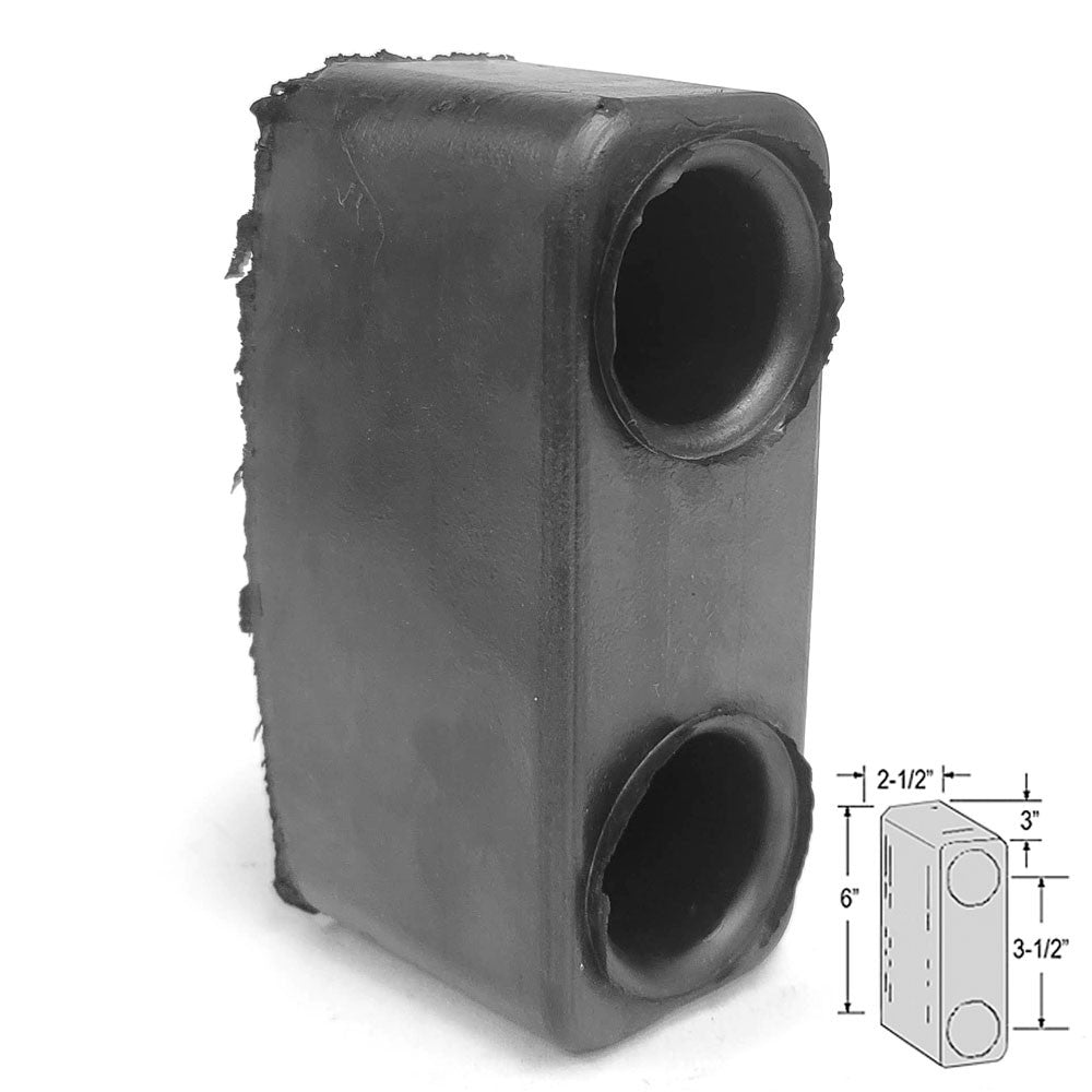 2X Rectangular 2 Hole 6" x 3-5/8" x 3-1/4" Molded Dock Bumper Semi Truck Trailer