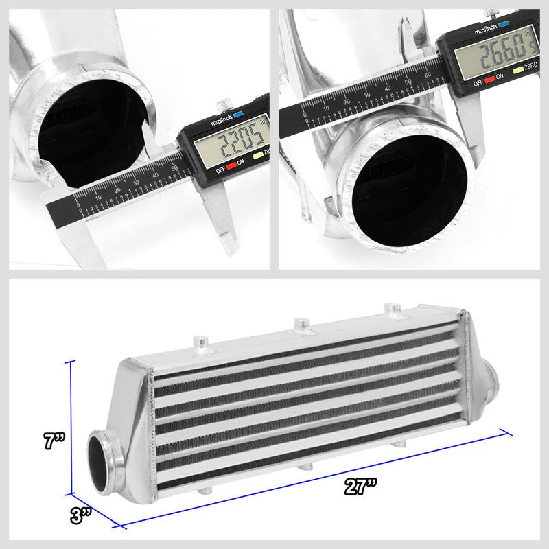 Universal Silver Aluminum Tube & Fin 27.25"L Turbo Front Mount Style Intercooler-Performance-BuildFastCar