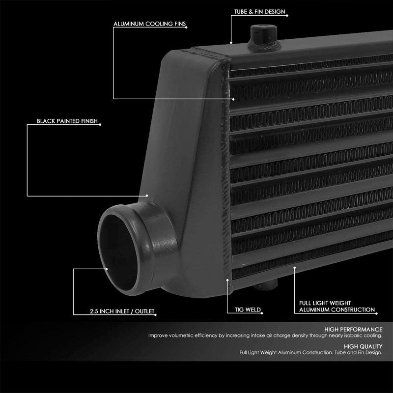 Universal Black Aluminum Tube & Fin 27.675L Turbo Front Mount Style Intercooler-Performance-BuildFastCar