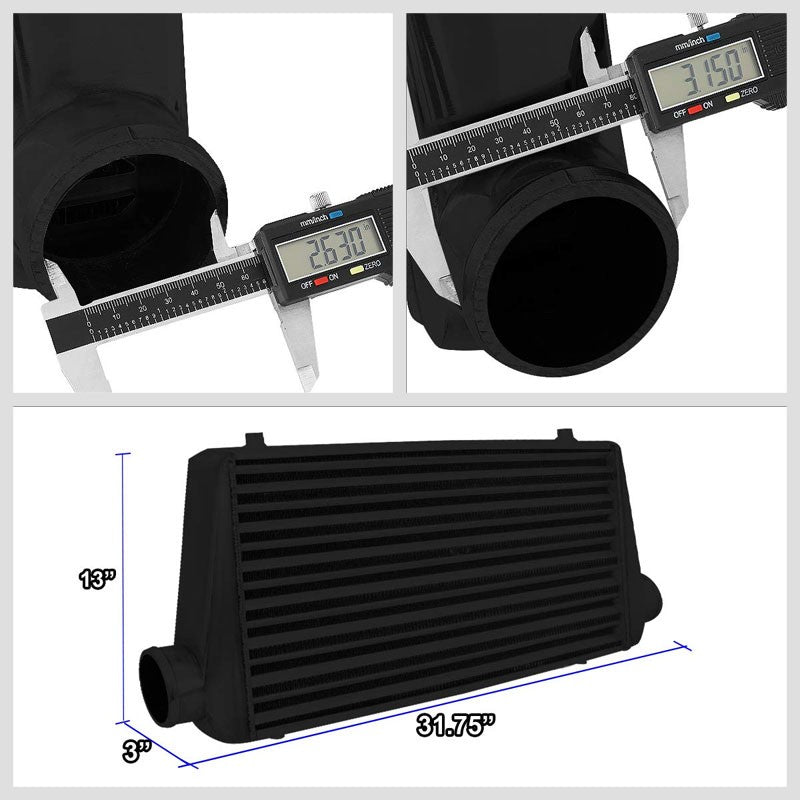Universal Black Aluminum Tube & Fin 30.75"L Turbo Front Mount Style Intercooler-Performance-BuildFastCar