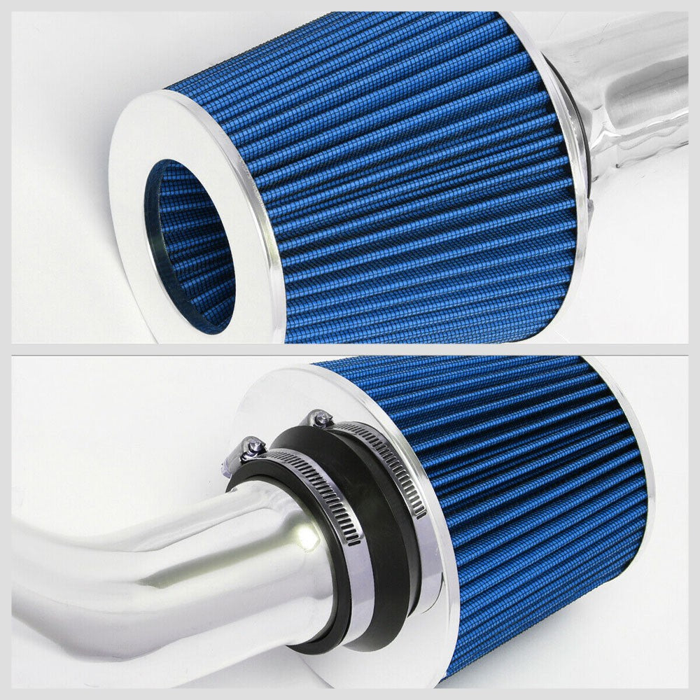 Polish Aluminum/Blue Cone Filter Cold Air Intake Kit For 06-12 Eclipse 2.4L L4