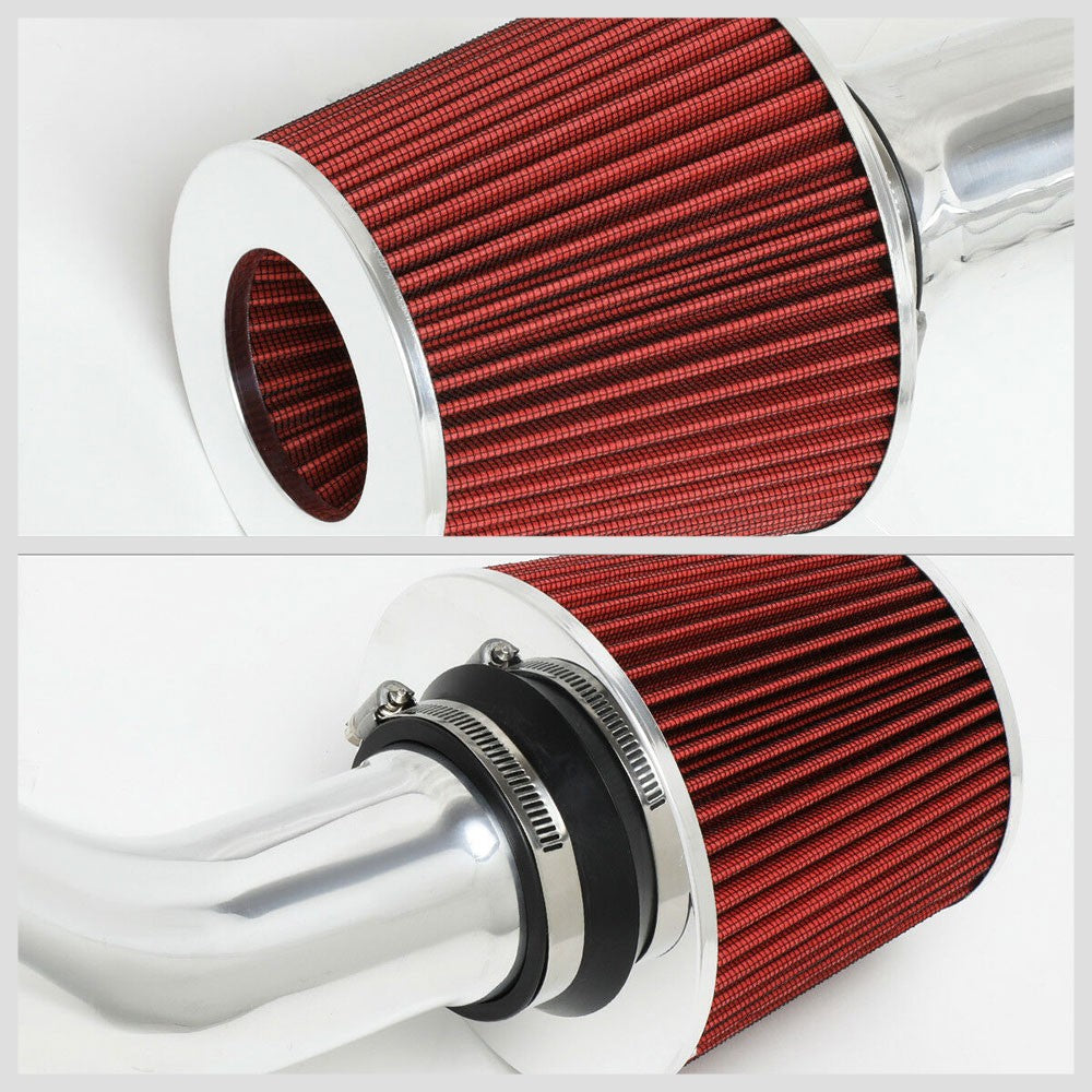 Polish Aluminum/Red Cone Filter Cold Air Intake Kit For 06-12 Eclipse 2.4L L4