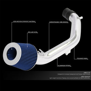 Polish Aluminum/Blue Cone Filter Cold Air Intake Kit For 06-12 Eclipse 3.8L V6