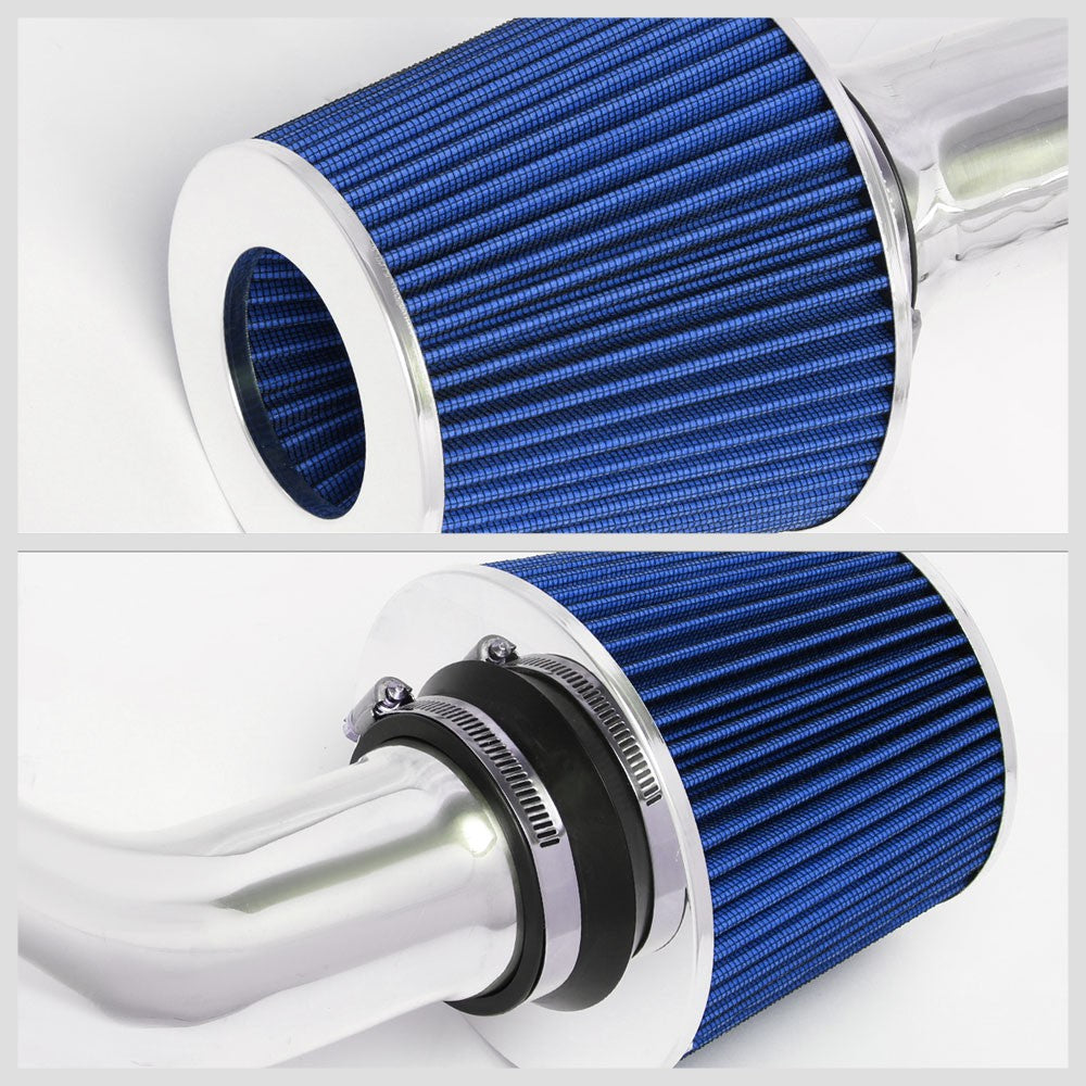 Polish Aluminum/Blue Cone Filter Cold Air Intake For 04-06 Nissan Maxima 3.5L V6
