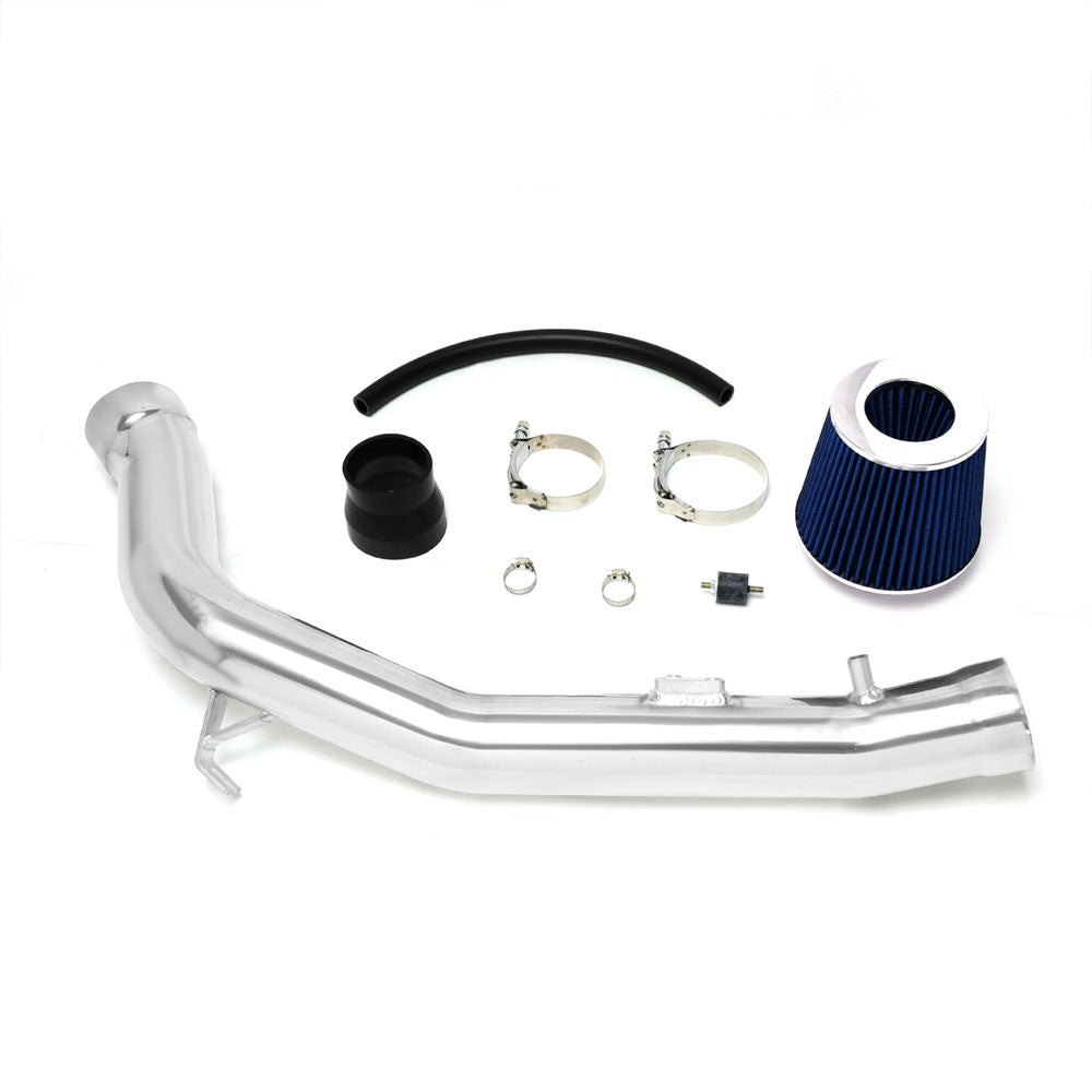 Polish Aluminum/Blue Cone Filter Cold Air Intake For 04-06 Nissan Maxima 3.5L V6