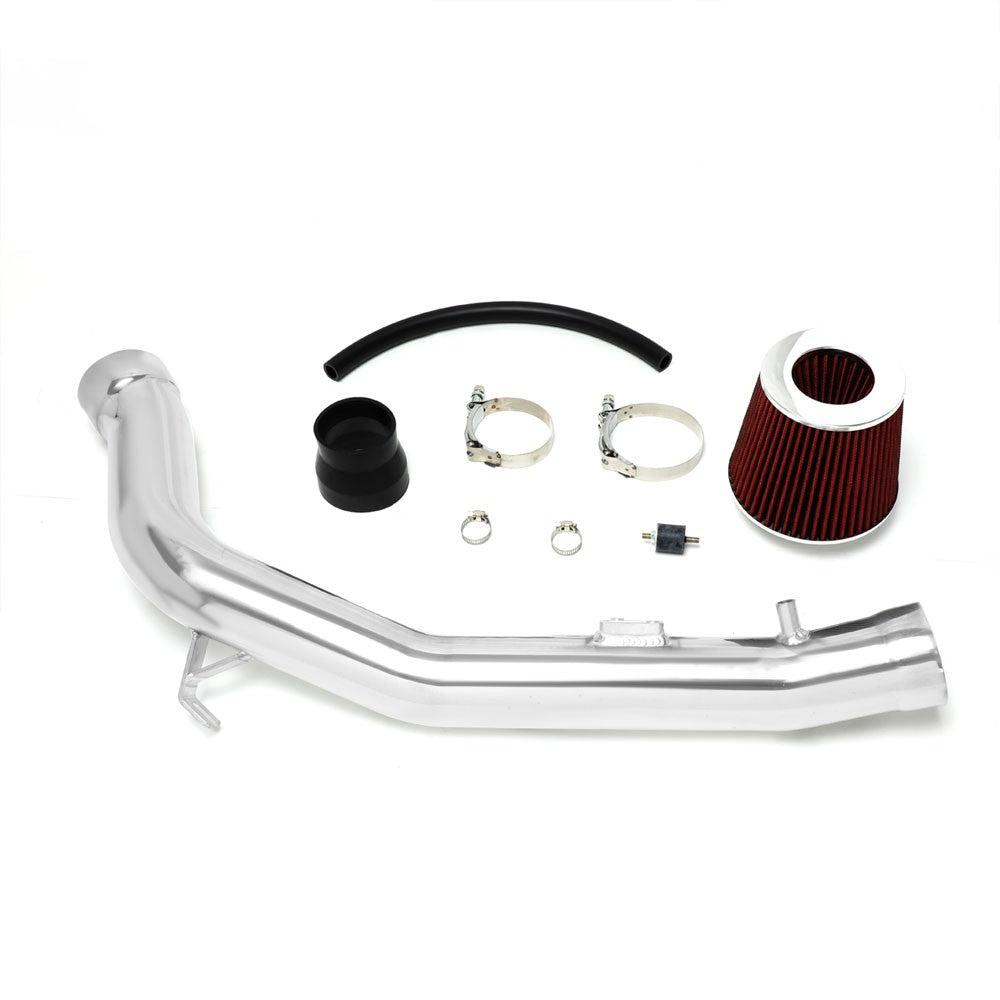 Polish Aluminum/Red Cone Filter Cold Air Intake For 04-06 Nissan Maxima 3.5L V6