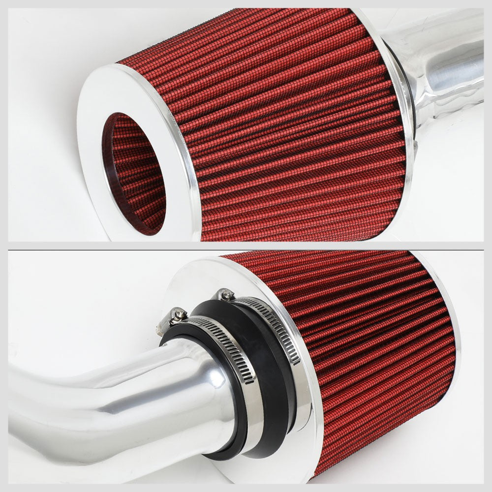 Polish Aluminum/Red Cone Filter Cold Air Intake For 07-08 Nissan Maxima 3.5L V6