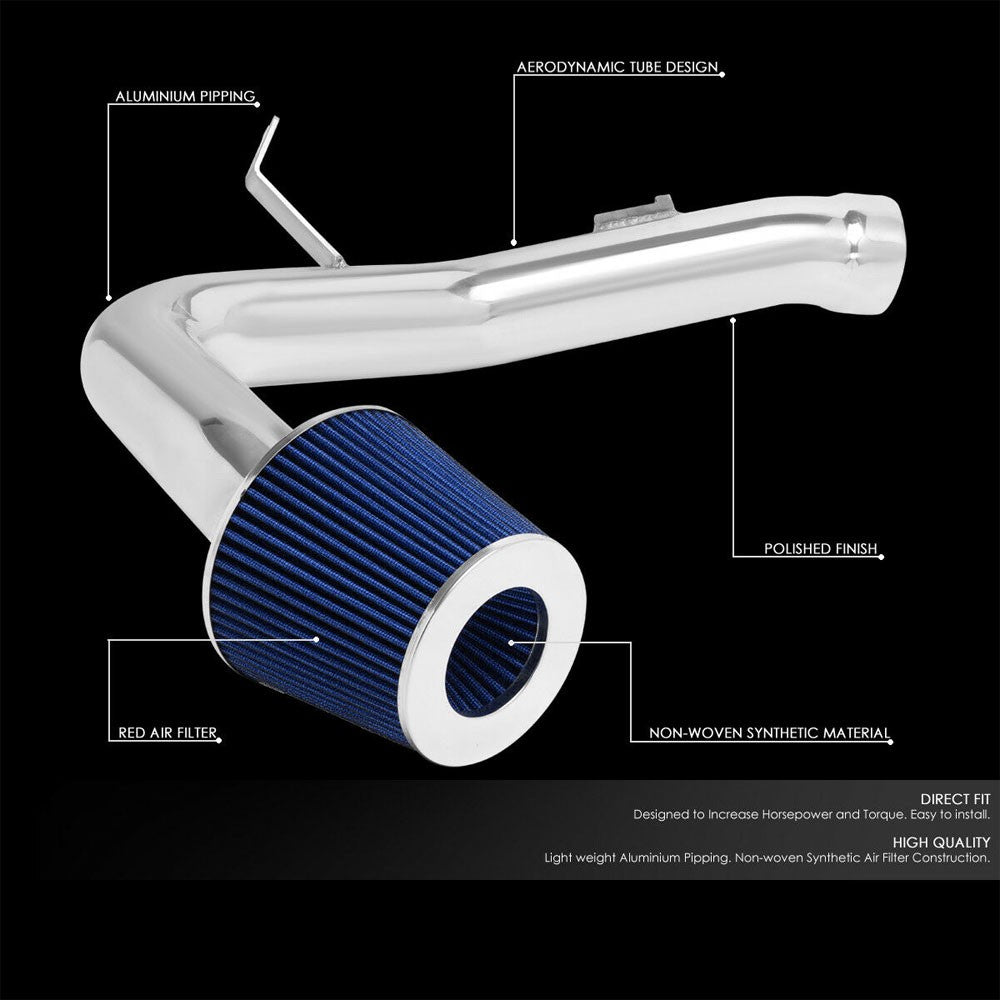 Polish Pipe/Blue Cone Filter Cold Air Intake Kit For 02-07 Subaru WRX STI GD GG