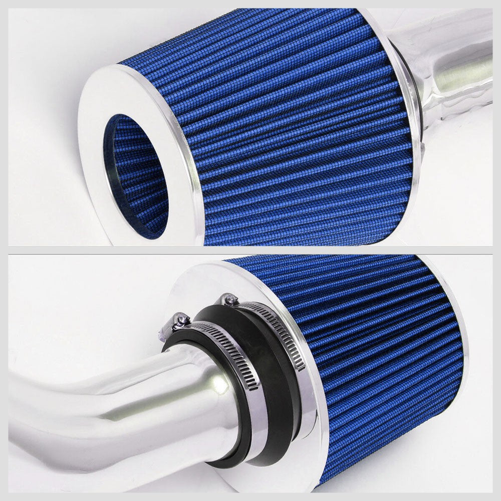 Polish Pipe/Blue Cone Filter Cold Air Intake Kit For 02-07 Subaru WRX STI GD GG