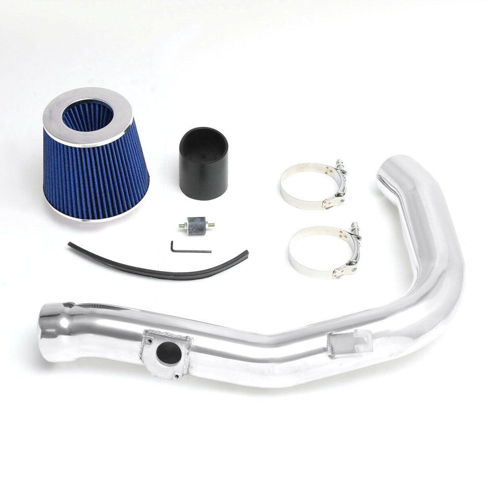 Polish Pipe/Blue Cone Filter Cold Air Intake Kit For 02-07 Subaru WRX STI GD GG