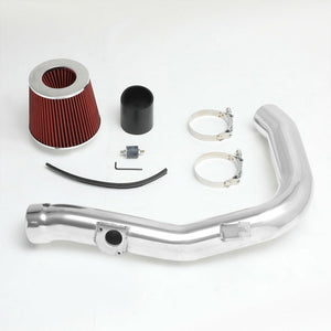 Polish Pipe/Red Cone Filter Cold Air Intake Kit For 02-07 Subaru WRX STI GD GG
