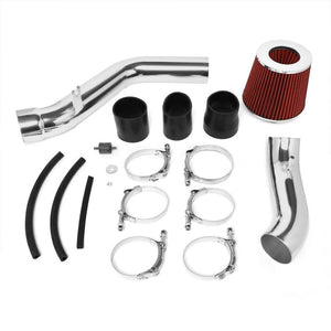 2.75" Polish Pipe Red Cone Filter Cold Air Intake Kit For 03-08 Tiburon 2.0L L4-Performance-BuildFastCar