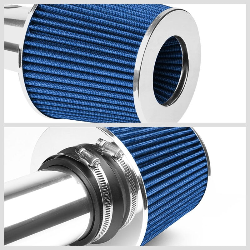 2.50" Polish Pipe Blue Cone Filter Cold Air Intake Kit For 96-00 Civic CX DX LX-Performance-BuildFastCar