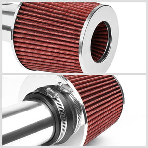 2.50" Polish Pipe Red Cone Filter Cold Air Intake Kit For 96-00 Civic CX DX LX-Performance-BuildFastCar