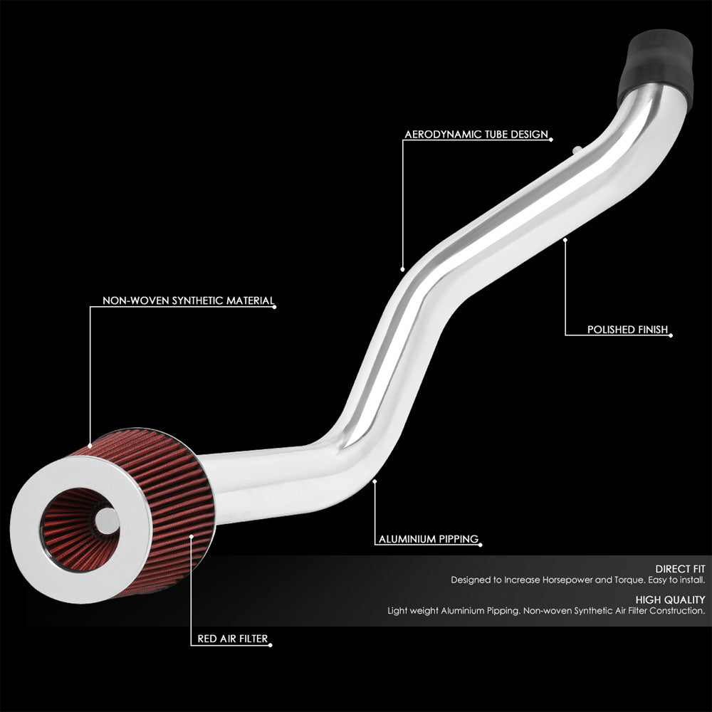 3" Polish/Red Cool Cold Air Intake Kit For 97-01 Honda Prelude 2.2L Base/Type SH
