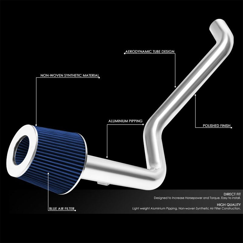 2.50" Polish Pipe Blue Cone Filter Cold Air Intake Kit For 98-02 Accord 2.3L L4-Performance-BuildFastCar