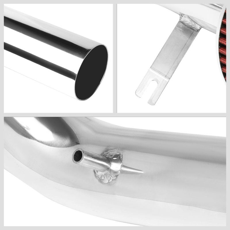 2.50" Polish Pipe Red Cone Filter Cold Air Intake Kit For 98-02 Accord 2.3L L4-Performance-BuildFastCar