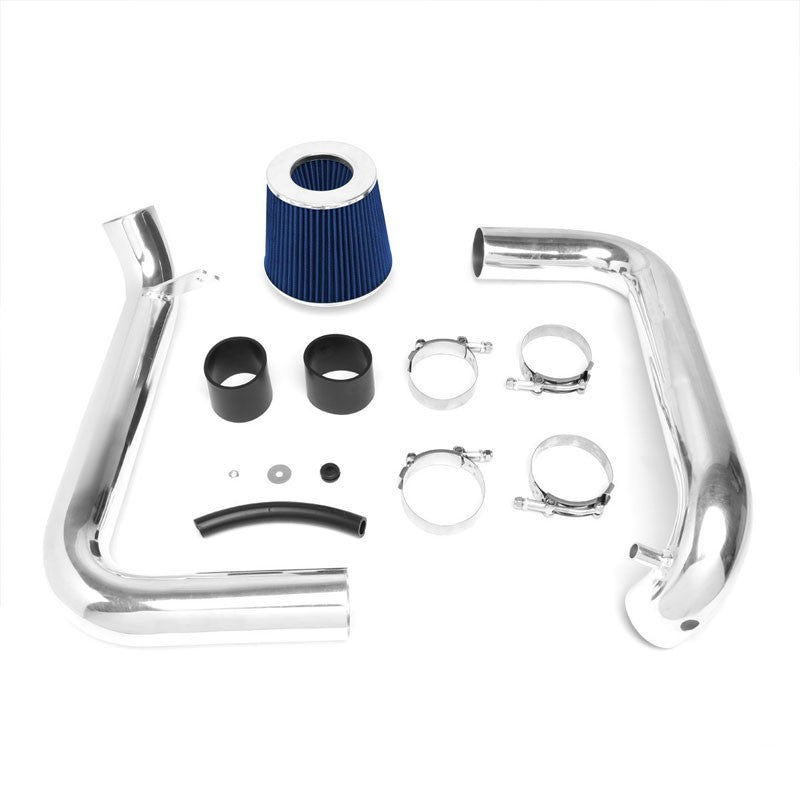 2.50" Polish Pipe Blue Cone Filter Cold Air Intake Kit For 01-05 Civic EX 1.7L-Performance-BuildFastCar