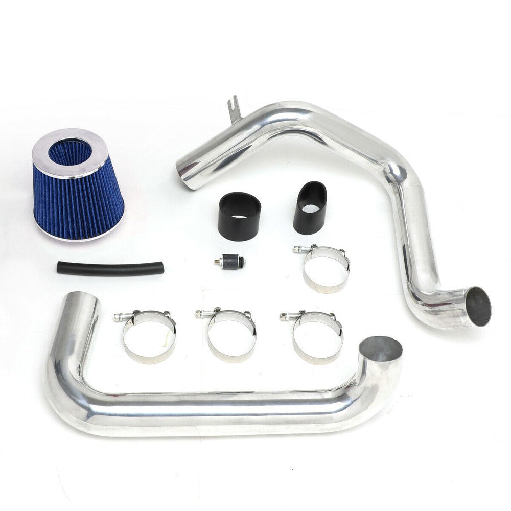 Polish Pipe/Blue Cone Filter Cold Air Intake Kit For 01-05 Civic MT DX LX VP 1.7L EM EU