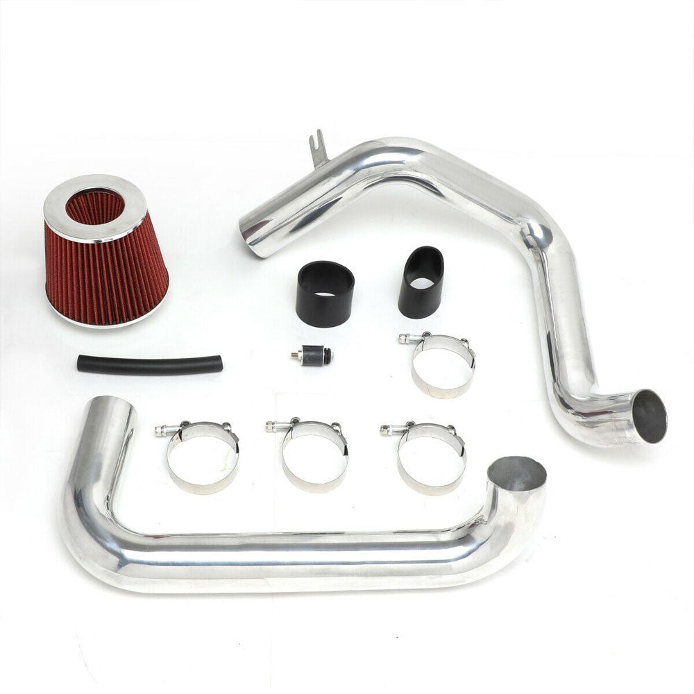 Polish Pipe/Red Cone Filter Cold Air Intake Kit For 01-05 Civic MT DX LX VP 1.7L EM EU