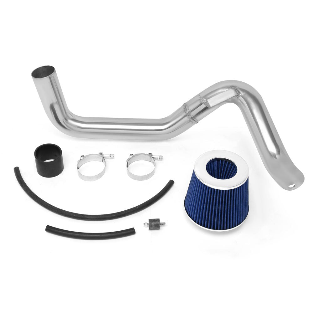 Polish Aluminum/Blue Cone Filter Cold Air Intake Kit For 06-08 Honda Fit