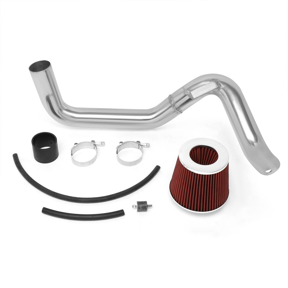 Polish Aluminum/Red Cone Filter Cold Air Intake Kit For 06-08 Honda Fit