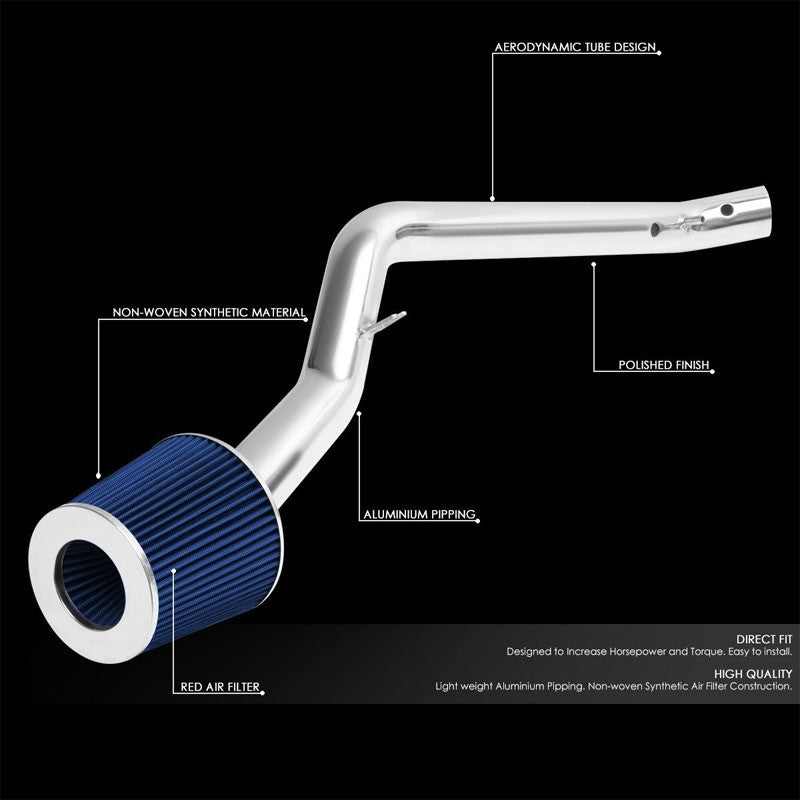 2.50" Polish Pipe Blue Cone Filter Cold Air Intake Kit For 96-00 Civic EX 1.6L-Air Intake Systems-BuildFastCar