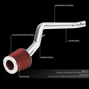 2.50" Polish Pipe Red Cone Filter Cold Air Intake Kit For 96-00 Civic EX 1.6L-Air Intake Systems-BuildFastCar