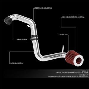 2.50" Polish Pipe Red Cone Filter Cold Air Intake Kit For 06-11 Civic 1.8L-Air Intake Systems-BuildFastCar