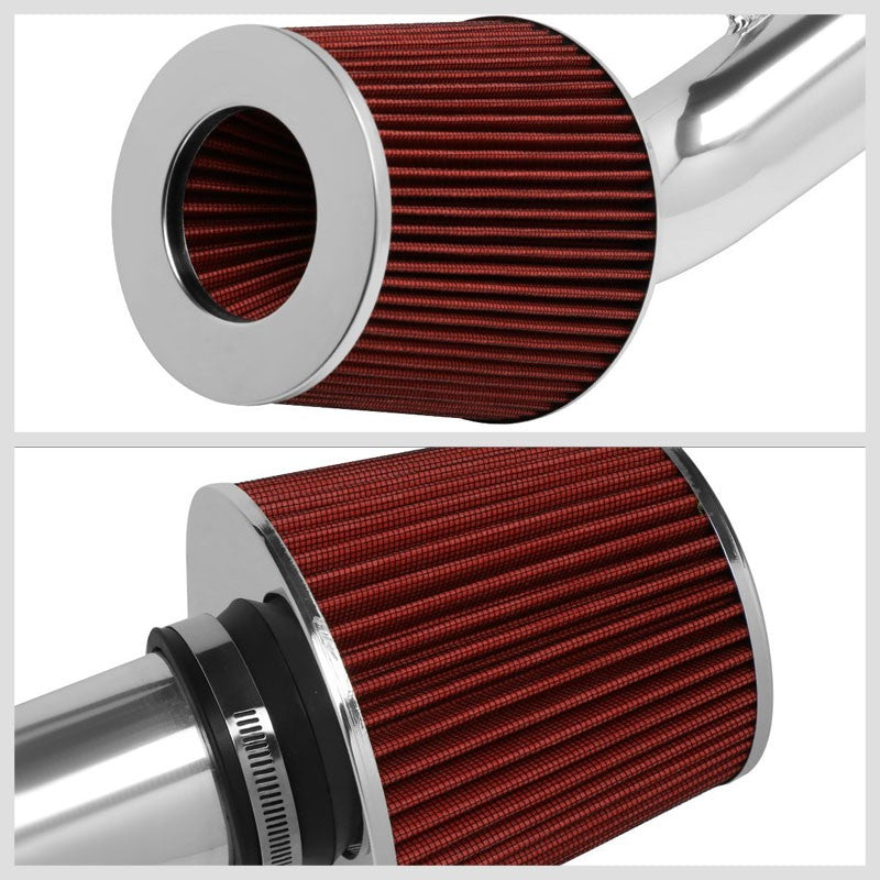 2.50" Polish Pipe Red Cone Filter Cold Air Intake Kit For 06-11 Civic 1.8L-Air Intake Systems-BuildFastCar