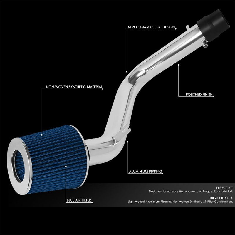 2.75" Polish Pipe Blue Cone Filter Cold Air Intake Kit For 98-02 Accord 3.0L V6-Performance-BuildFastCar