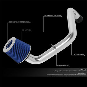 Polish Pipe/Blue Cone Filter Cold Air Intake Kit For 94-01 Integra 1.8L GS RS LS