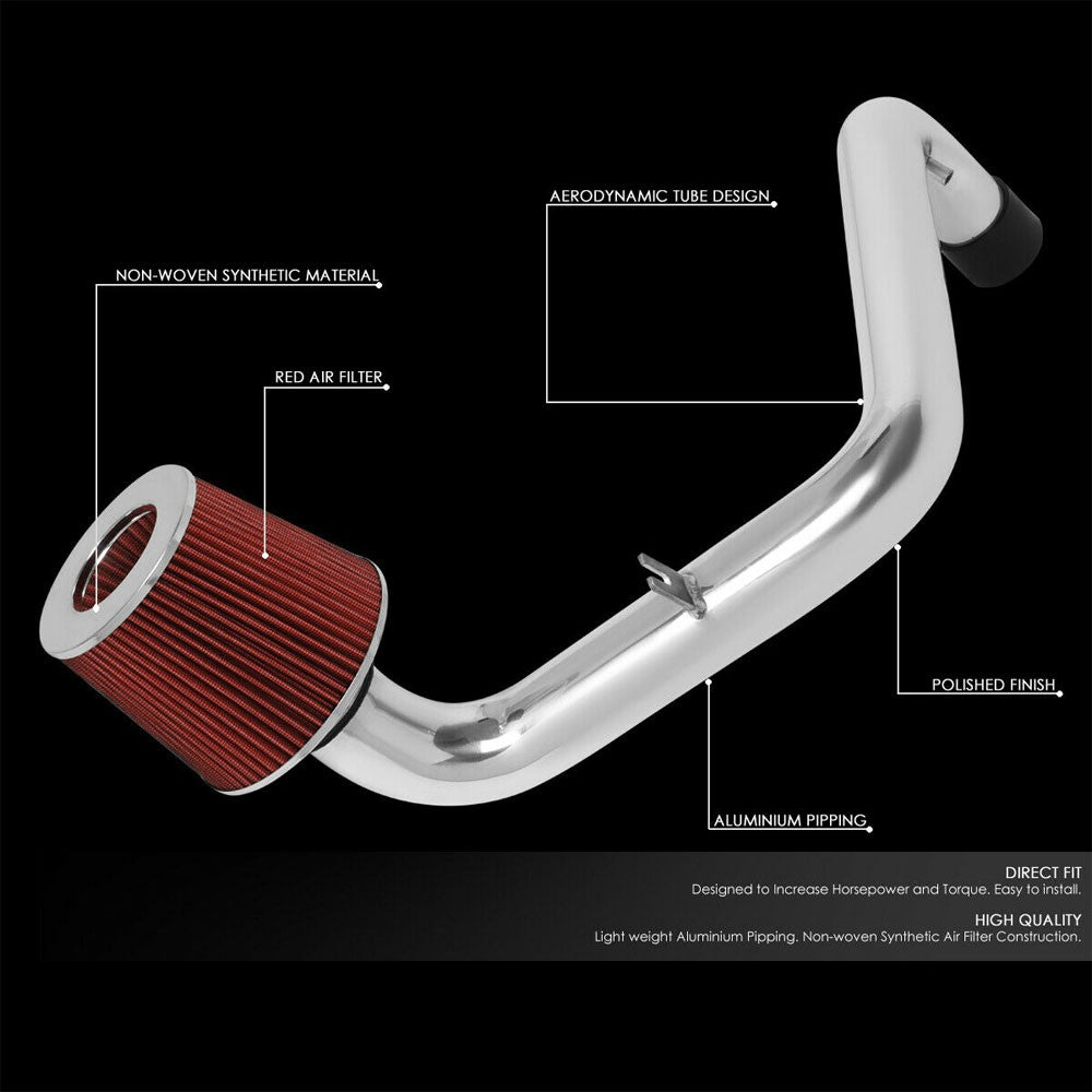 Polish Pipe/Red Cone Filter Cold Air Intake Kit For 94-01 Integra 1.8L GS RS LS